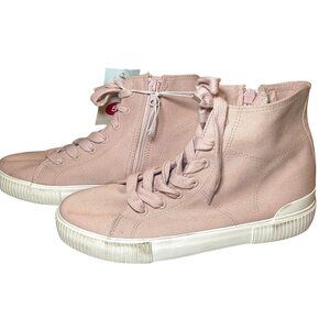 Cat & Jack High Top Sneakers Girls Size 5 Pink Canvas Shoes Side Zipper Laces